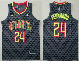 Nike Atlanta Hawks #24 Bruno Fernando Black Game With Advertising patch Authentic Stitched NBA jersey