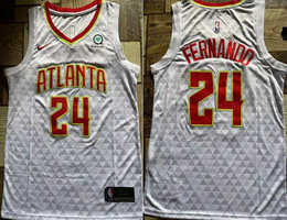 Nike Atlanta Hawks #24 Bruno Fernando White Game With Advertising patch Authentic Stitched NBA jersey