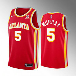 Nike Atlanta Hawks #5 Dejounte Murray Red Authentic Stitched NBA Jersey