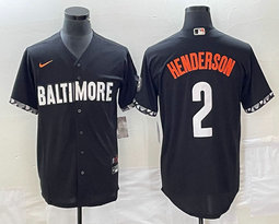 Nike Baltimore Orioles #2 Gunnar Henderson Black 2023 City Game Authentic Stitched MLB Jersey