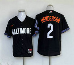 Nike Baltimore Orioles #2 Gunnar Henderson Black Game City Authentic Stitched MLB jersey