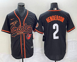Nike Baltimore Orioles #2 Gunnar Henderson Black Joint Logo in front Authentic Stitched MLB Jersey