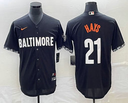 Nike Baltimore Orioles #21 Austin Hays Black 2023 City Game Authentic Stitched MLB Jersey