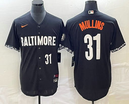Nike Baltimore Orioles #31 Cedric Mullins Black 2023 City White 31 on front Game Authentic Stitched MLB Jersey