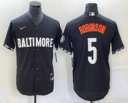 Nike Baltimore Orioles #5 Brooks Robinson Black 2023 City Game Authentic Stitched MLB Jersey