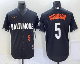 Nike Baltimore Orioles #5 Brooks Robinson Black 2023 City Red 5 on front Game Authentic Stitched MLB Jersey