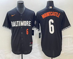 Nike Baltimore Orioles #6 Ryan Mountcastle Black 2023 City Red 6 on front Game Authentic Stitched MLB Jersey