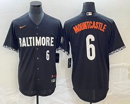 Nike Baltimore Orioles #6 Ryan Mountcastle Black 2023 City White 6 on front Game Authentic Stitched MLB Jersey