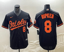Nike Baltimore Orioles #8 Cal Ripken Black Game Authentic Stitched MLB Jersey