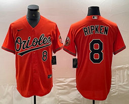Nike Baltimore Orioles #8 Cal Ripken Orange Game Authentic Stitched MLB Jersey