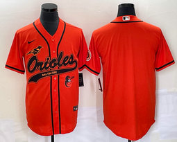 Nike Baltimore Orioles Blank Orange Joint Team Logo in front Authentic Stitched NBA Jersey