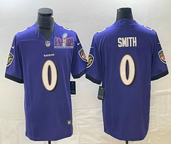 Nike Baltimore Ravens #0 Roquan Smith Purple Vapor Untouchable With 2024 Super Bowl (LVIII ) patch Jersey