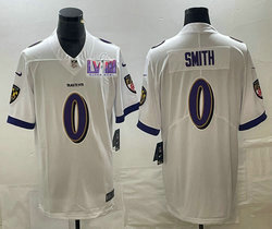 Nike Baltimore Ravens #0 Roquan Smith White Vapor Untouchable With 2024 Super Bowl (LVIII ) patch Jersey