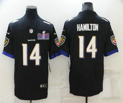 Nike Baltimore Ravens #14 Kyle Hamilton Black Vapor Untouchable With 2024 Super Bowl (LVIII ) patch Jersey