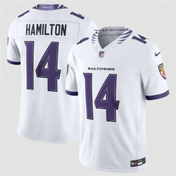Nike Baltimore Ravens #14 Kyle Hamilton White 2026 Authentic Stitched NFL Jersey