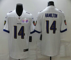 Nike Baltimore Ravens #14 Kyle Hamilton White Vapor Untouchable With 2024 Super Bowl (LVIII ) patch Jersey