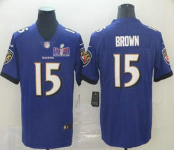 Nike Baltimore Ravens #15 Marquise Brown Purple Vapor Untouchable With 2024 Super Bowl (LVIII ) patch Jersey