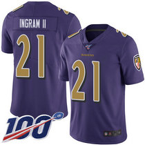 Nike Baltimore Ravens #21 Mark Ingram II 100th Season Purple Rush Limited Authentic Stitched NFL Jersey