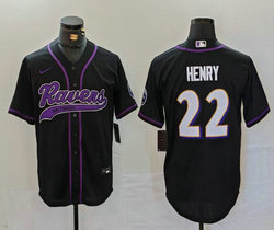 Nike Baltimore Ravens #22 Derrick Henry Black Adults Authentic Stitched baseball jersey