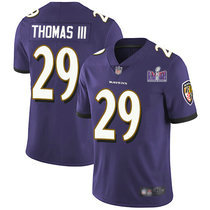 Nike Baltimore Ravens #29 Earl Thomas III Purple Vapor Untouchable With 2024 Super Bowl (LVIII ) patch Jersey