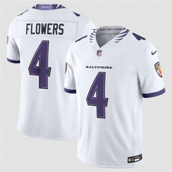 Nike Baltimore Ravens #4 Zay Flowers White 2026 Authentic Stitched NFL Jersey