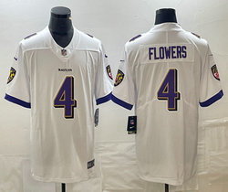 Nike Baltimore Ravens #4 Zay Flowers White Vapor Untouchable Authentic Stitched NFL Jersey