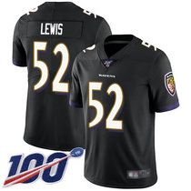 Nike Baltimore Ravens #52 Ray Lewis With 100th Season Patch Black Vapor Untouchable Authentic stitched NFL jersey