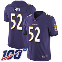 Nike Baltimore Ravens #52 Ray Lewis With 100th Season Patch Purple Vapor Untouchable Authentic stitched NFL jersey