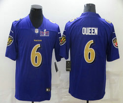 Nike Baltimore Ravens #6 Patrick Queen Purple Rush With 2024 Super Bowl (LVIII ) patch Jersey
