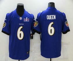 Nike Baltimore Ravens #6 Patrick Queen Purple Vapor Untouchable With 2024 Super Bowl (LVIII ) patch Jersey