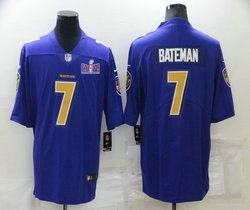 Nike Baltimore Ravens #7 Rashod Bateman Purple Rush With 2024 Super Bowl (LVIII ) patch Jersey