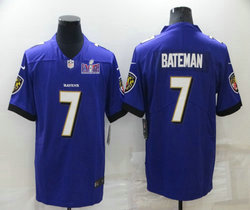 Nike Baltimore Ravens #7 Rashod Bateman Purple Vapor Untouchable With 2024 Super Bowl (LVIII ) patch Jersey