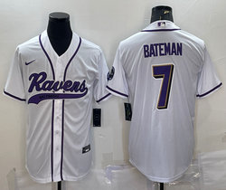 Nike Baltimore Ravens #7 Rashod Bateman White Joint Authentic Stitched baseball jersey