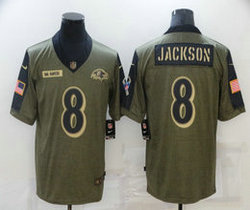 Nike Baltimore Ravens #8 Lamar Jackson 2021 salute to service Authentic Stitched NFL Jersey