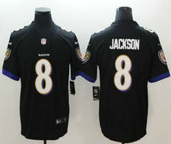 Nike Baltimore Ravens #8 Lamar Jackson Black 2018 NFL Draft Pick Vapor Untouchable Authentic stitched NFL jersey