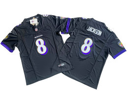 Nike Baltimore Ravens #8 Lamar Jackson Black 2023 F.U.S.E Authentic Stitched NFL Jersey