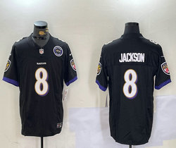 Nike Baltimore Ravens #8 Lamar Jackson Black F.U.S.E team patch Authentic Stitched NFL Jersey