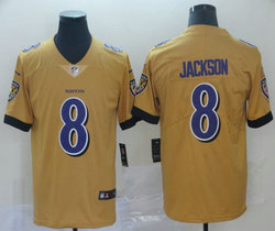 Nike Baltimore Ravens #8 Lamar Jackson Gold Inverted Legend Vapor Untouchable Authentic Stitched NFL jersey
