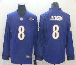 Nike Baltimore Ravens #8 Lamar Jackson Long sleeve Authentic Stitched NFL jersey