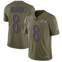 Nike Baltimore Ravens #8 Lamar Jackson Olive 2017 Salute to Service Authentic Stitched NFL Jersey