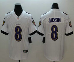 Nike Baltimore Ravens #8 Lamar Jackson White 2018 NFL Draft Pick Vapor Untouchable Authentic stitched NFL jersey
