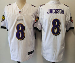 Nike Baltimore Ravens #8 Lamar Jackson White 2023 F.U.S.E. Vapor Untouchable Stitched Football Jersey