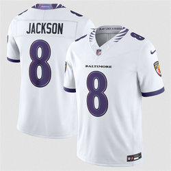 Nike Baltimore Ravens #8 Lamar Jackson White 2026 Authentic Stitched NFL Jersey