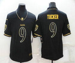Nike Baltimore Ravens #9 Justin Tucker Black Gold Throwback Authentic Stitched NFL Jersey