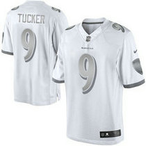 Nike Baltimore Ravens #9 Justin Tucker Game White Platinum Authentic stitched NFL jersey