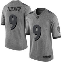 Nike Baltimore Ravens #9 Justin Tucker Gray Gridiron Authentic Stitched NFL jersey