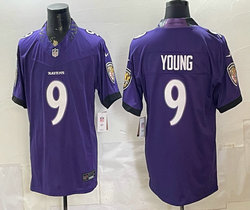 Nike Baltimore Ravens #9 Young Purple 2026 Authentic Stitched NFL Jersey