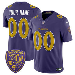 Nike Baltimore Ravens Custom Purple 2026 Gold Number Authentic Stitched NFL Jersey