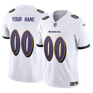 Nike Baltimore Ravens Custom White 2023 F.U.S.E Authentic Stitched NFL Jersey