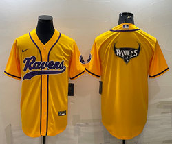 Nike Baltimore Ravens Gold Joint Team Logo Authentic Stitched baseball jersey